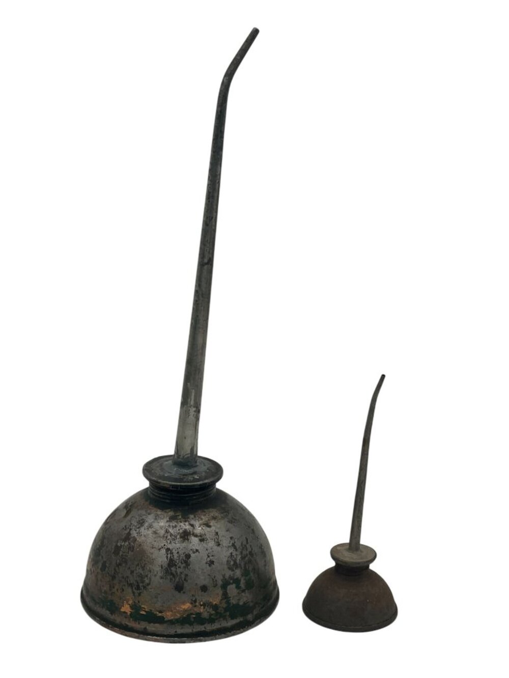 Vintage Metal Oil Cans Long Spouts Set Of 2 Industrial Decor Functional Use READ